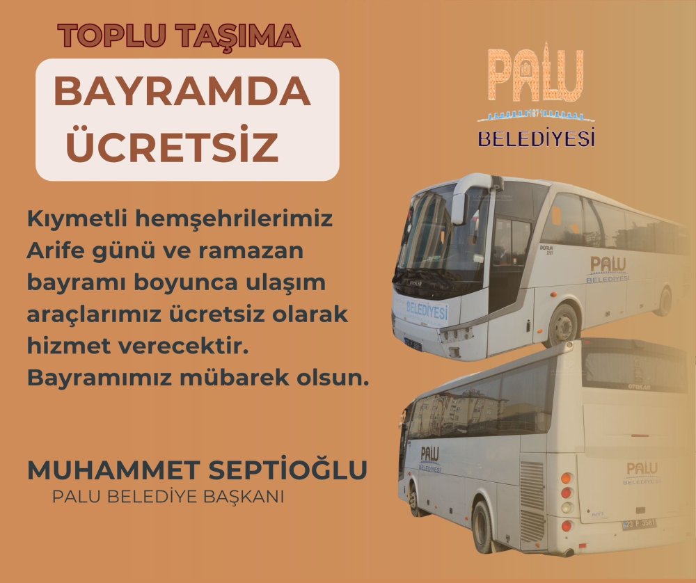 BAYRAM’DA ULAŞIM ÜCRETSiZ